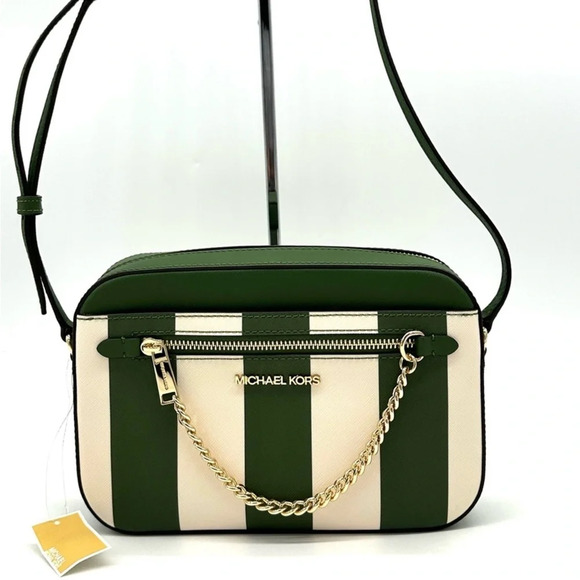 Michael Kors Large EW Zip Chain Xbody Crossbody Bag Green Multi - Picture 1 of 11